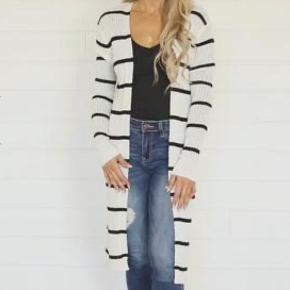 NWOT Sweater Neutral Territory Striped Duster
